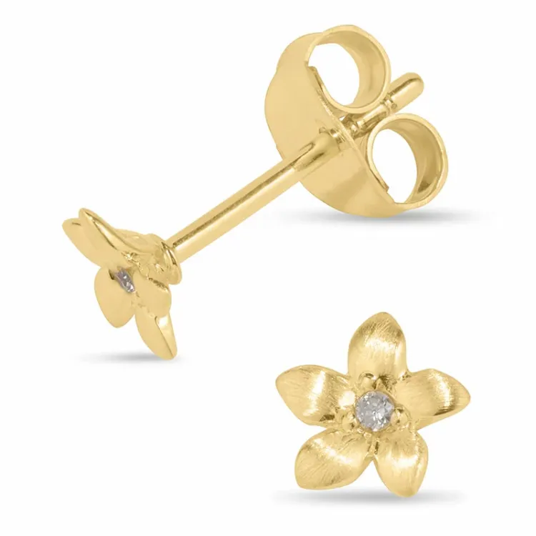 Bloem briljant oorbellen in verguld sterlingzilver met diamanten