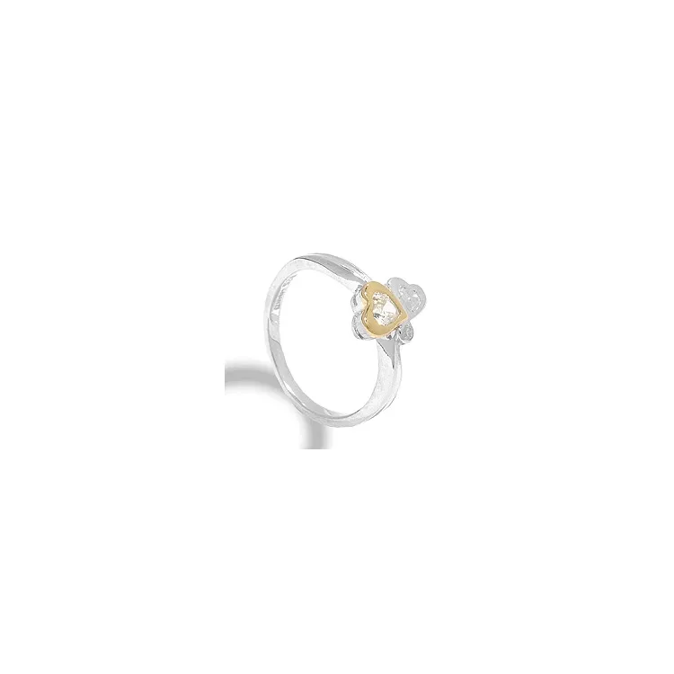 Hart ring in zilver met verguld sterlingzilver