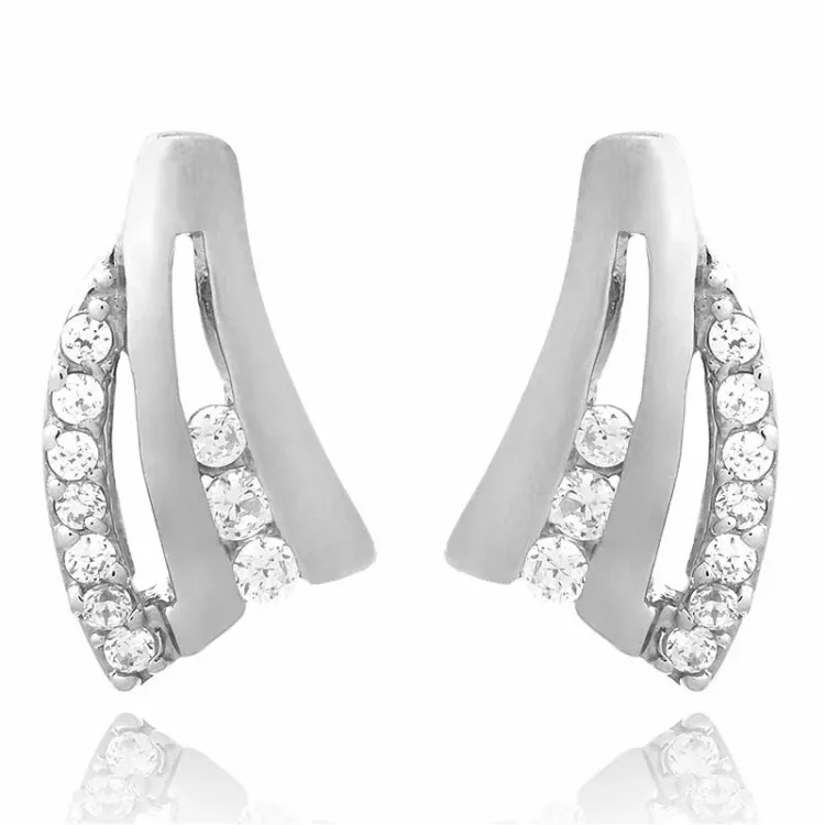 Set met oorbellen en ketting in zilver witte zirkoon