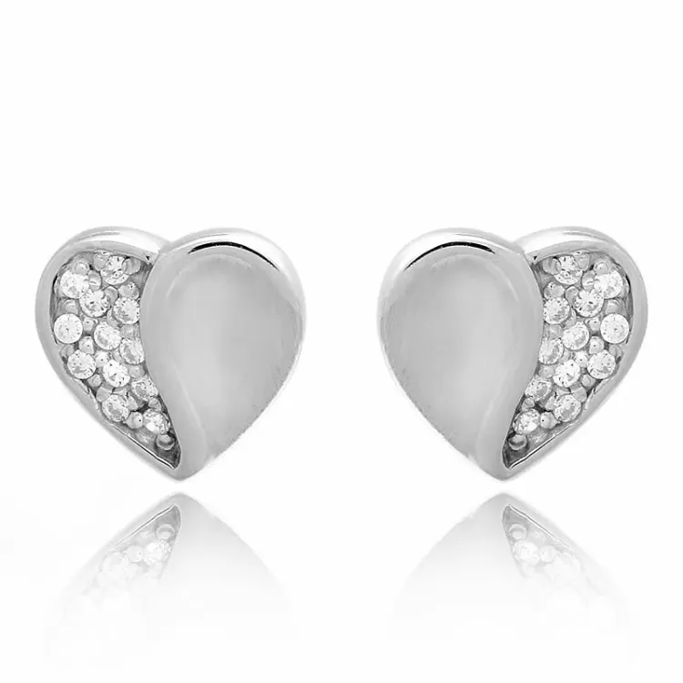 Hart set met oorbellen en ketting in zilver witte zirkoon