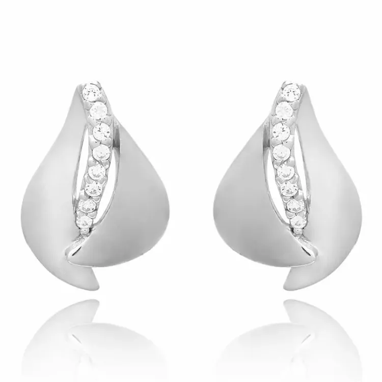  set met oorbellen en ketting in zilver witte zirkoon