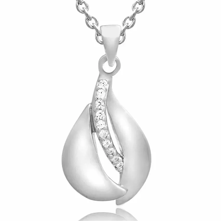  set met oorbellen en ketting in zilver witte zirkoon