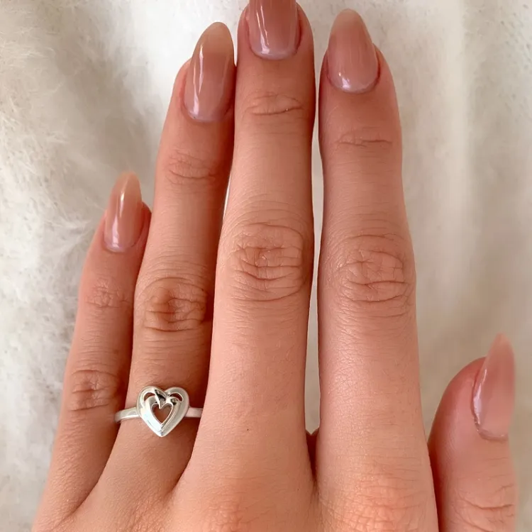 Elegant hart ring in zilver