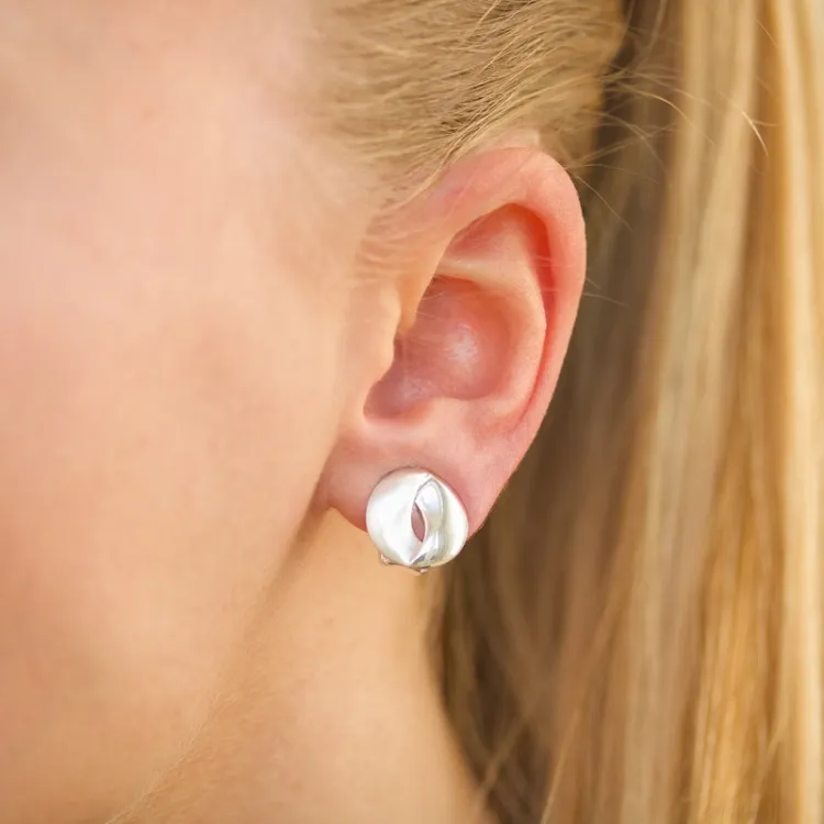 rond oorclips in zilver