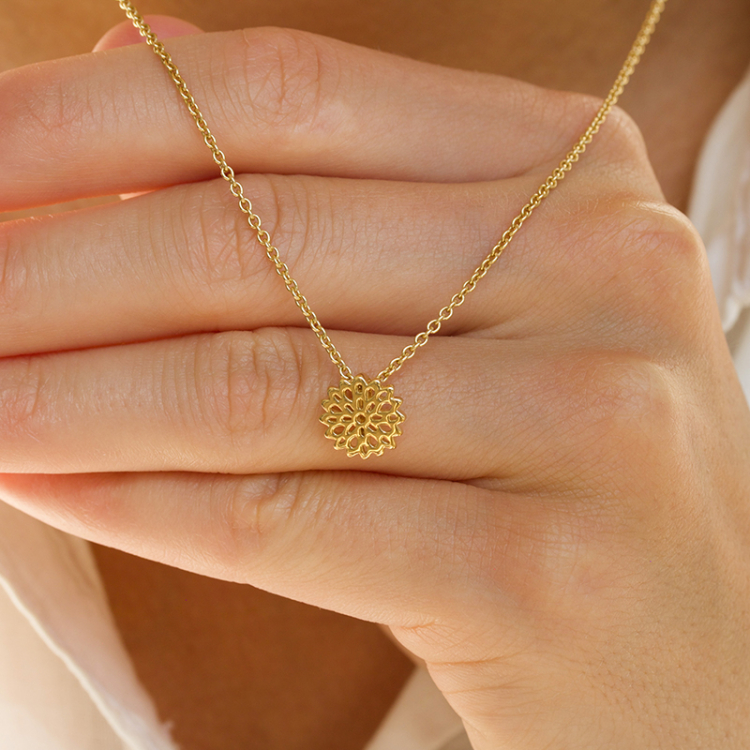 Geboorte bloem november chrysant hanger in verguld sterlingzilver