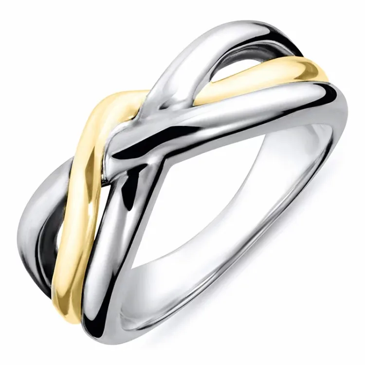 ring in zilver en 8 karaat goud