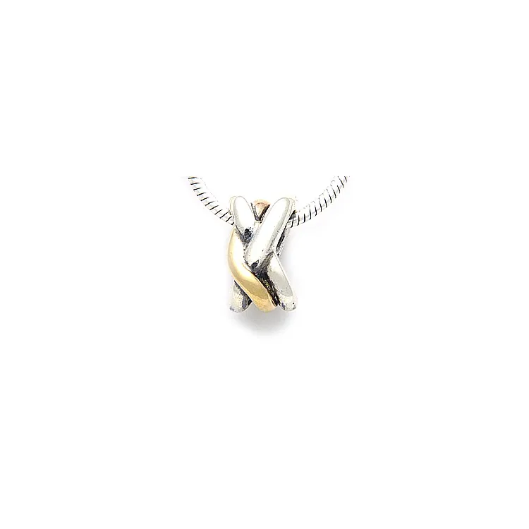 hanger in geoxideerd sterlingzilver en 8 karaat goud