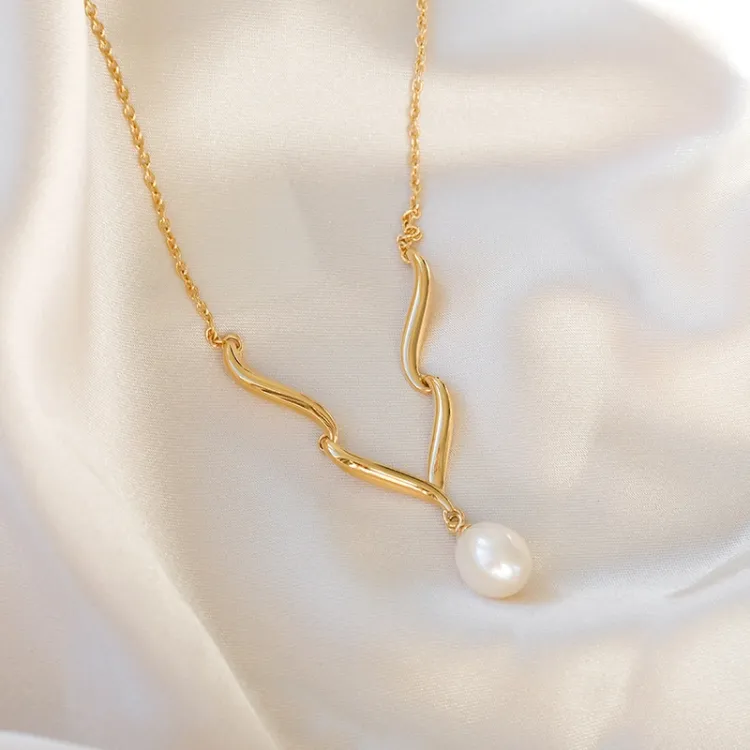 parel ketting in verguld sterlingzilver