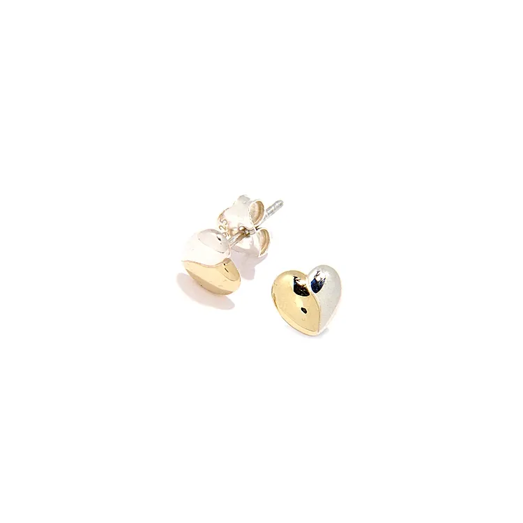 Hart oorbellen in zilver met verguld sterlingzilver