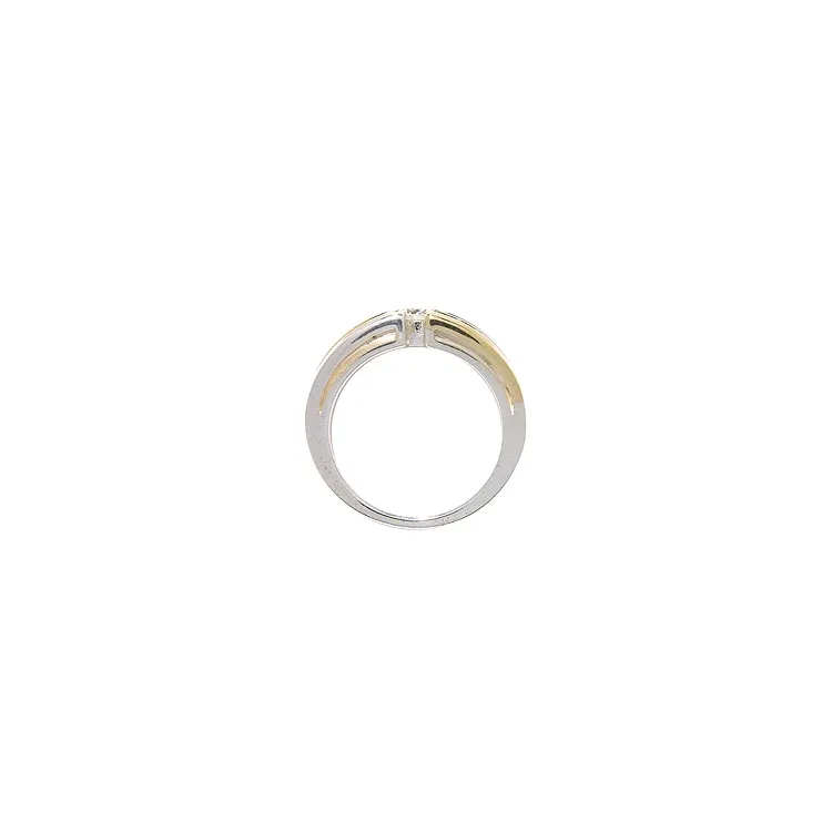 Breed witte zirkoon ring in zilver met 8 karaat goud