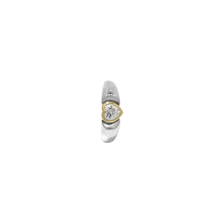 Hart ring in geoxideerd sterlingzilver met 8 karaat goud