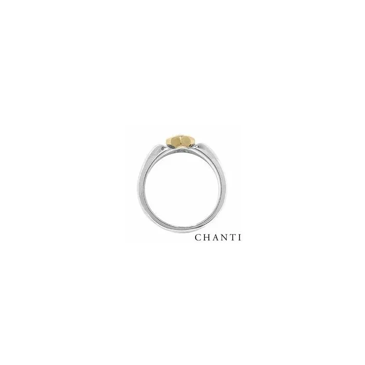 Hart ring in geoxideerd sterlingzilver met 8 karaat goud