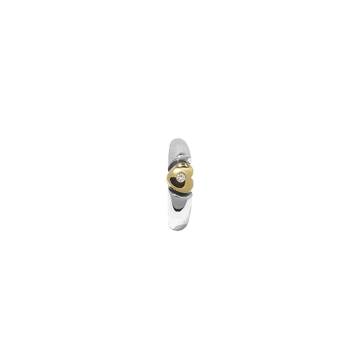 Hart ring in zilver met 8 karaat goud