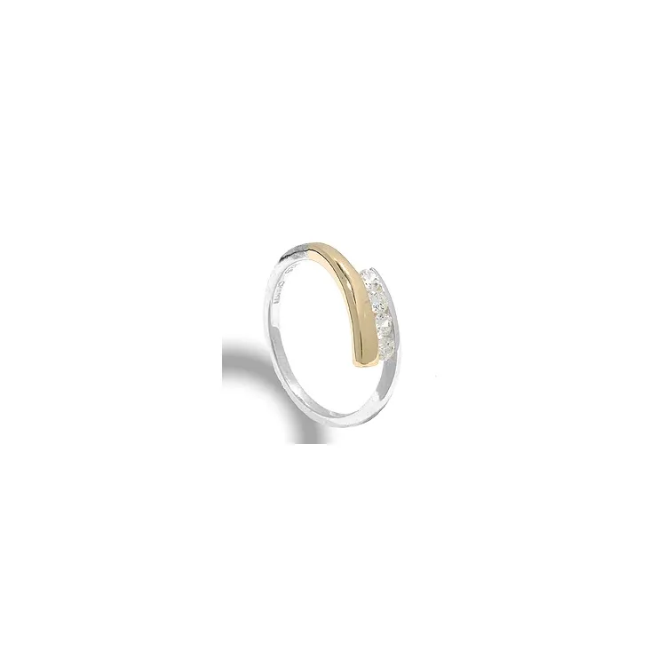 zirkoon ring in zilver met 8 karaat goud