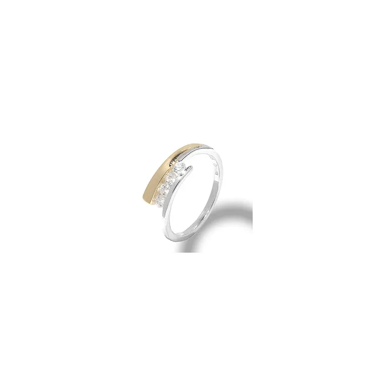 zirkoon ring in zilver met 8 karaat goud