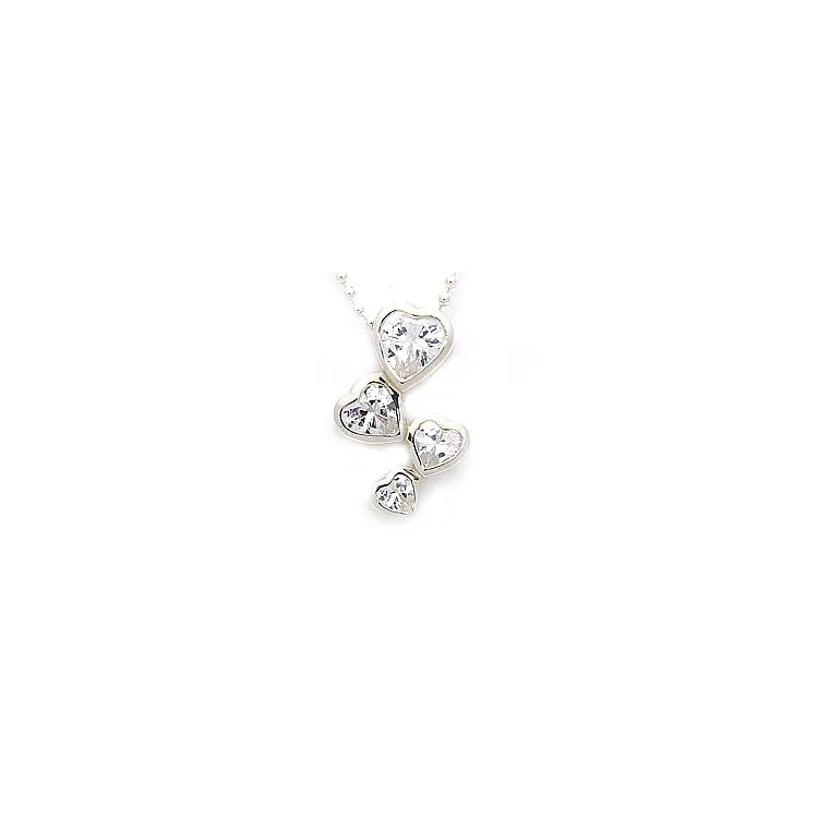 Hart zirkoon hanger met ketting in zilver