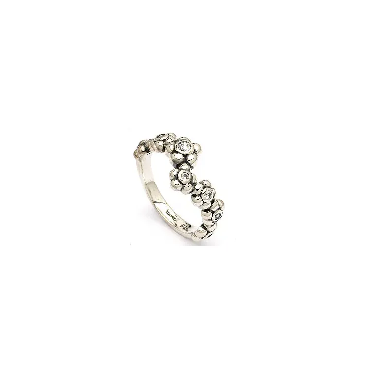 Bloem ring in geoxideerd sterlingzilver