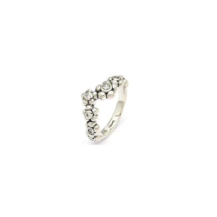 Bloem ring in geoxideerd sterlingzilver
