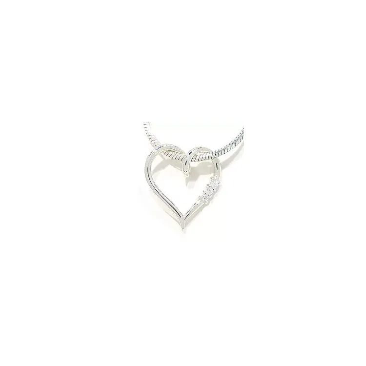 hart witte zirkoon hanger in zilver