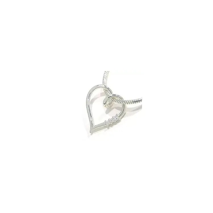 hart witte zirkoon hanger in zilver