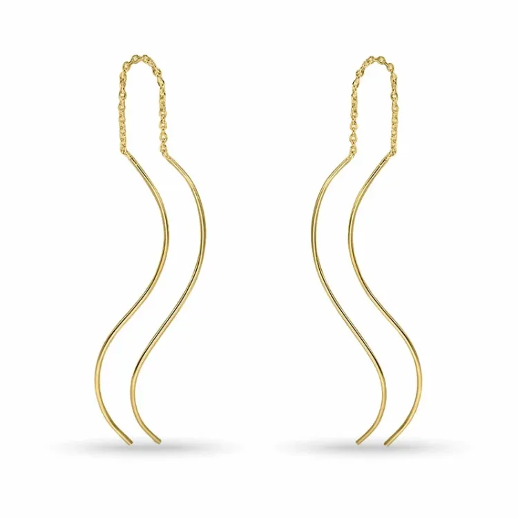 lange ketting oorbellen in verguld sterlingzilver