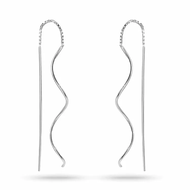 lange ketting oorbellen in zilver