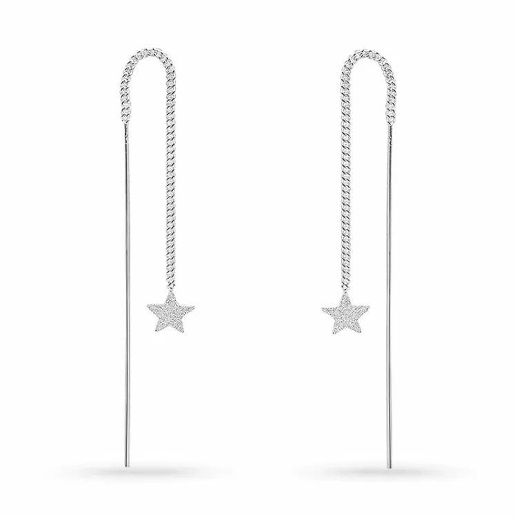 lange ketting oorbellen in zilver
