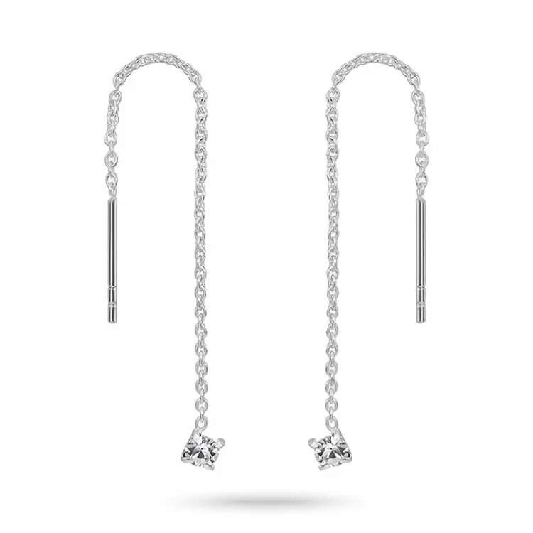 lange ketting oorbellen in zilver