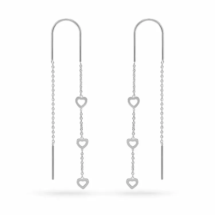 lange ketting oorbellen in zilver