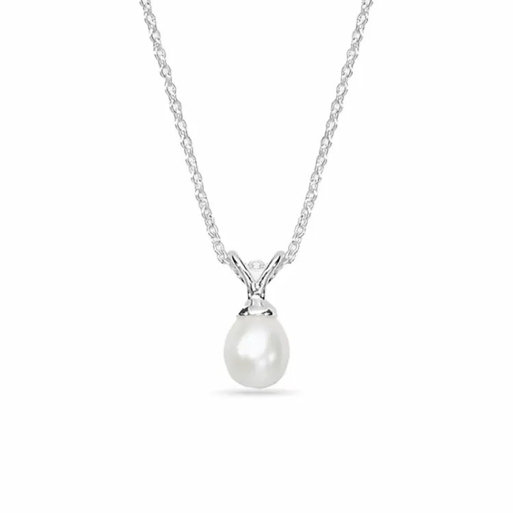 parel ketting met hanger in zilver