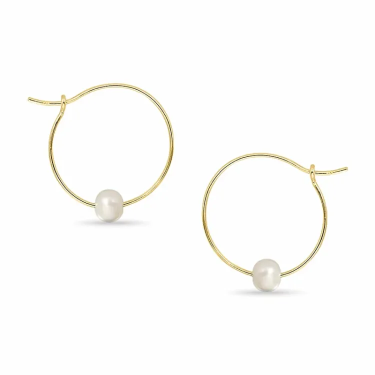 27 mm parel creool in verguld zilver