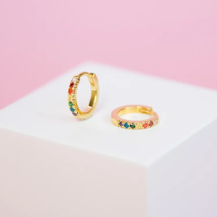 12 mm zirkoon creool in verguld sterlingzilver