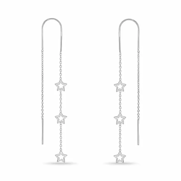 lange ster ketting oorbellen in zilver