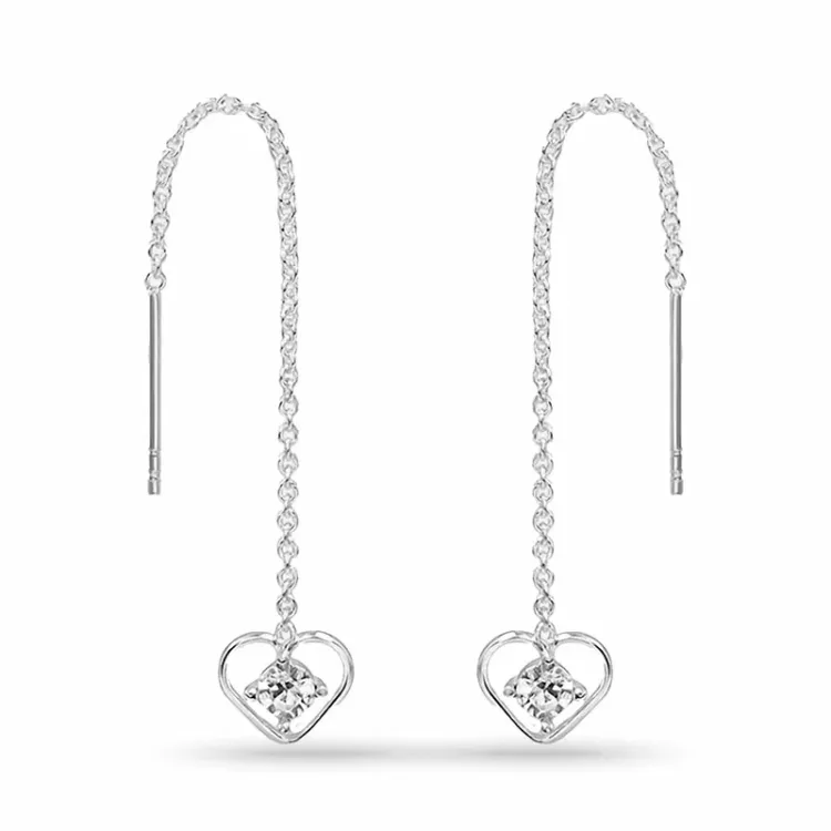 lange ketting oorbellen in zilver