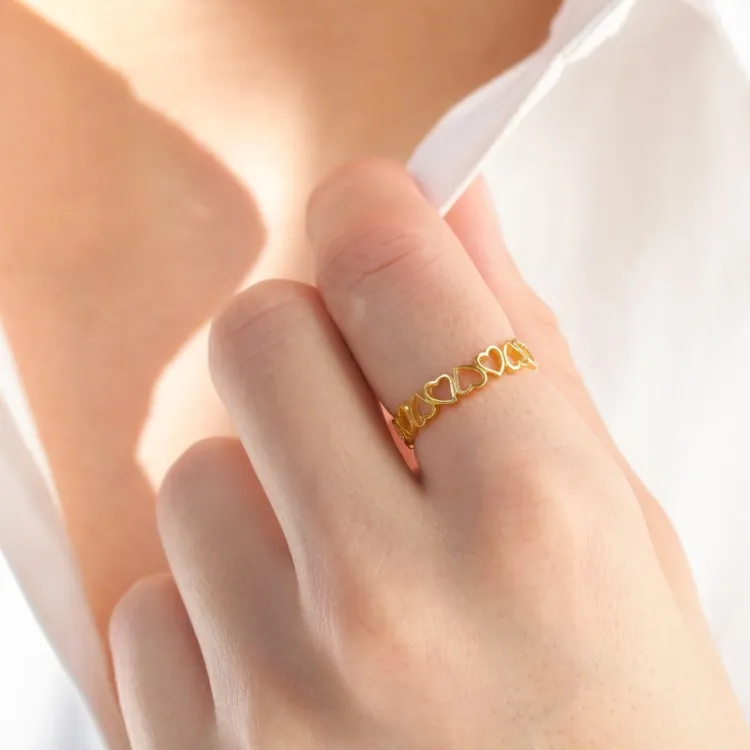 hart ring in verguld sterlingzilver