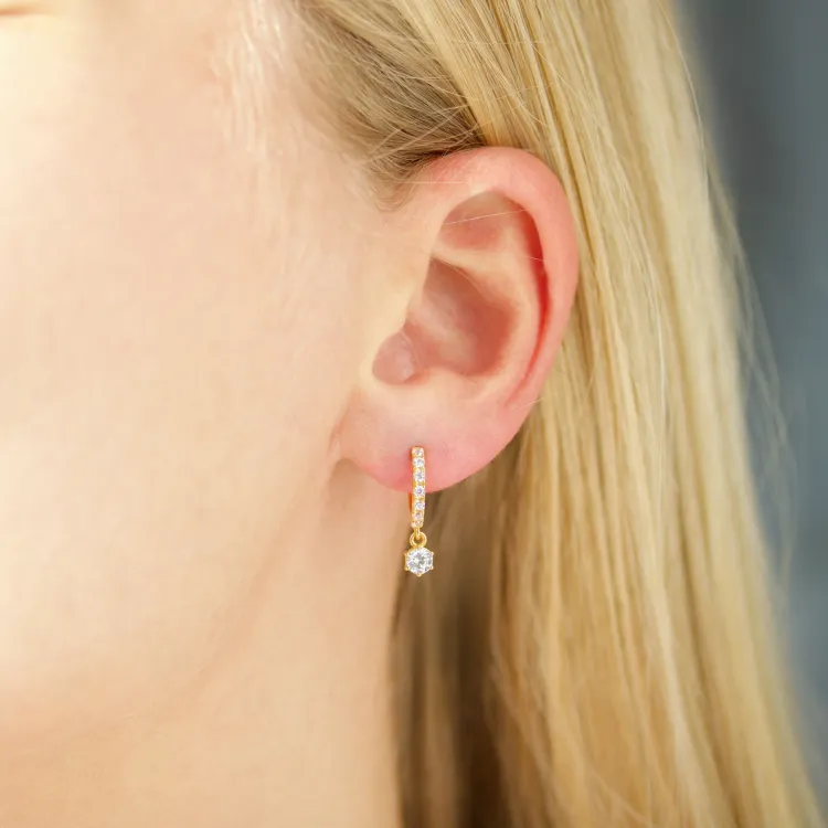 zirkoon creool in verguld zilver
