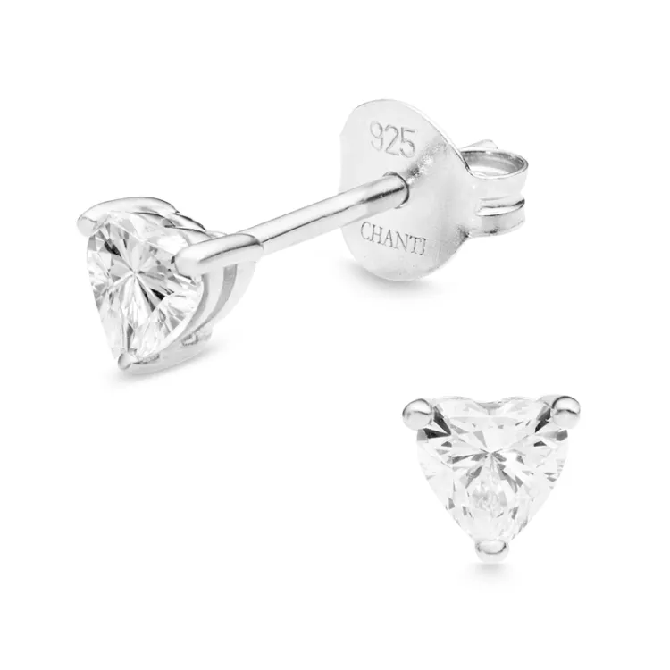 hart zirkoon solitaire oorbel in zilver