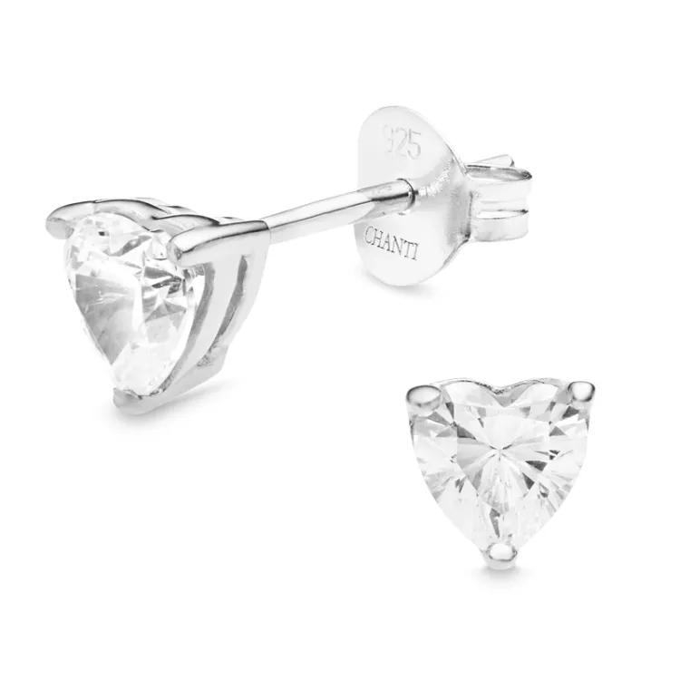 hart zirkoon solitaire oorbel in zilver