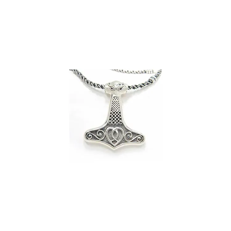 Heren de hamer van thor hanger in geoxideerd sterlingzilver