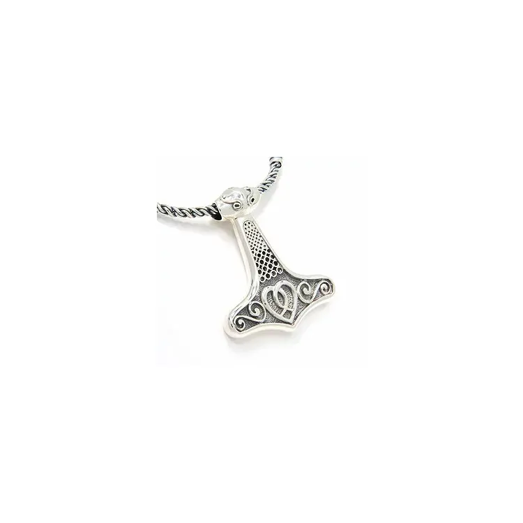 Heren de hamer van thor hanger in geoxideerd sterlingzilver