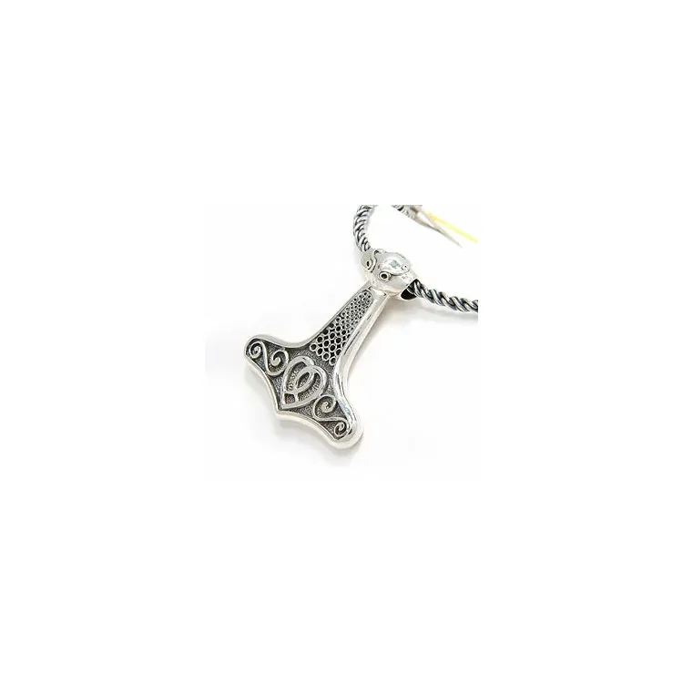 Heren de hamer van thor hanger in geoxideerd sterlingzilver