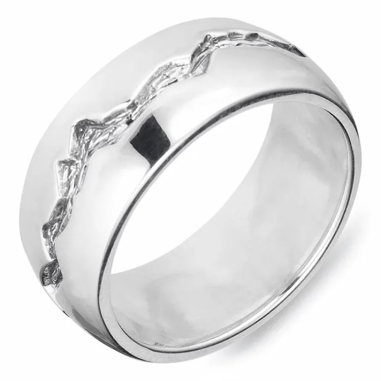 Breed Herenring in geoxideerd sterlingzilver