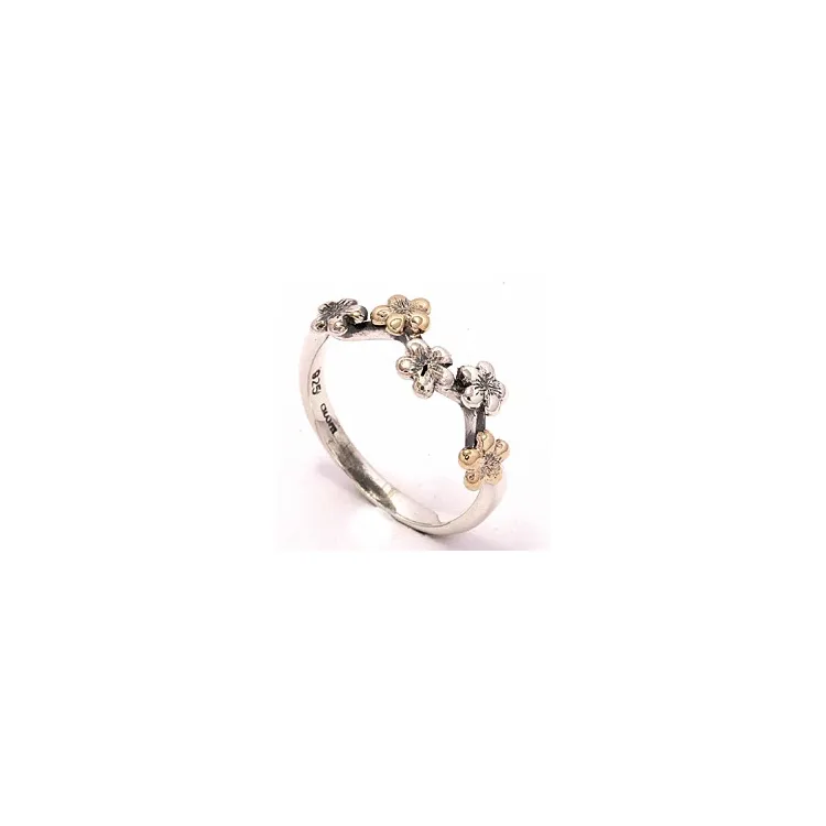 Ring in geoxideerd sterlingzilver met 8 karaat goud