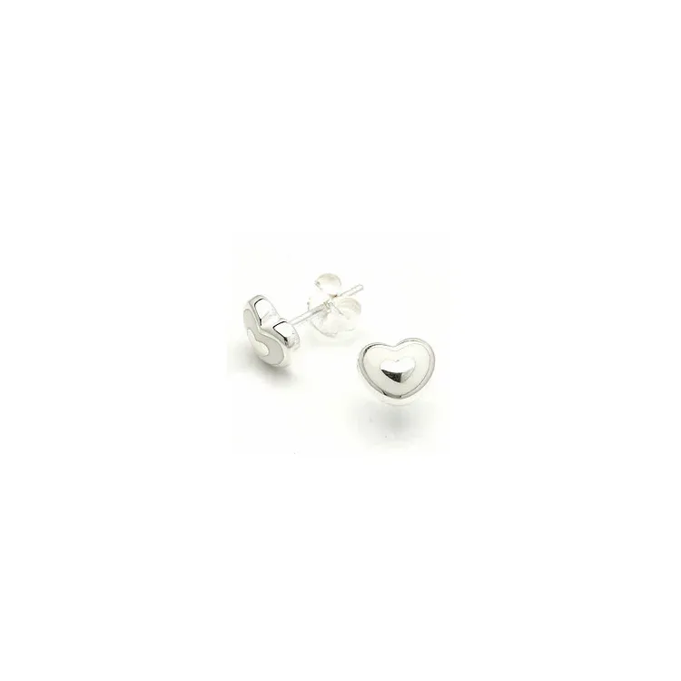 Hart oorsteker in zilver