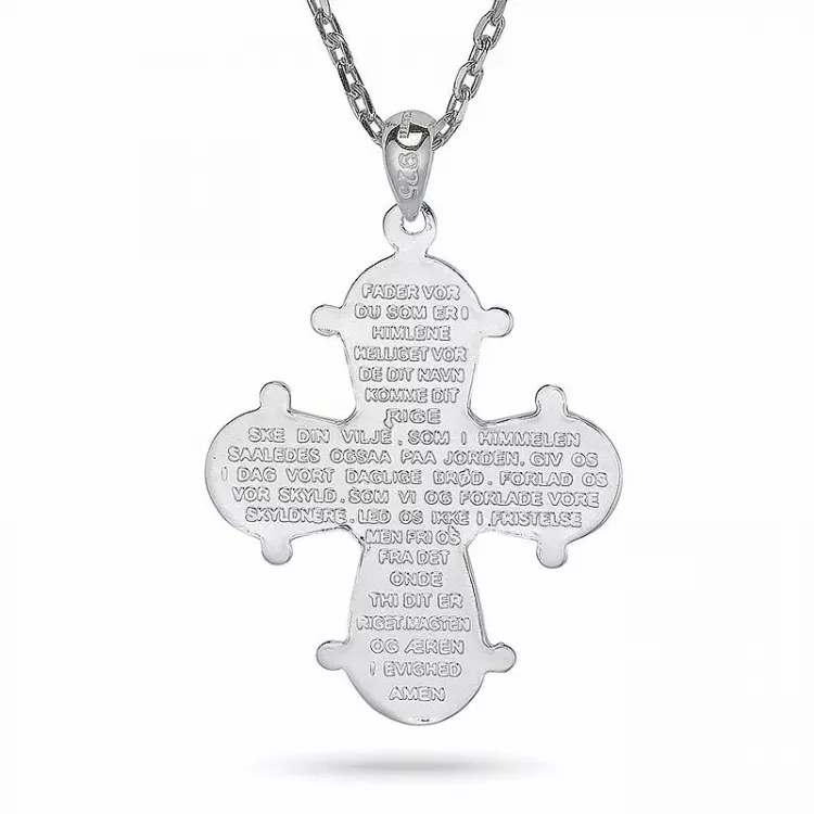 dagmarkruis met onze vader ketting met hanger in zilver