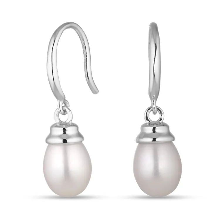 7,5-8 mm parel oorbellen in zilver