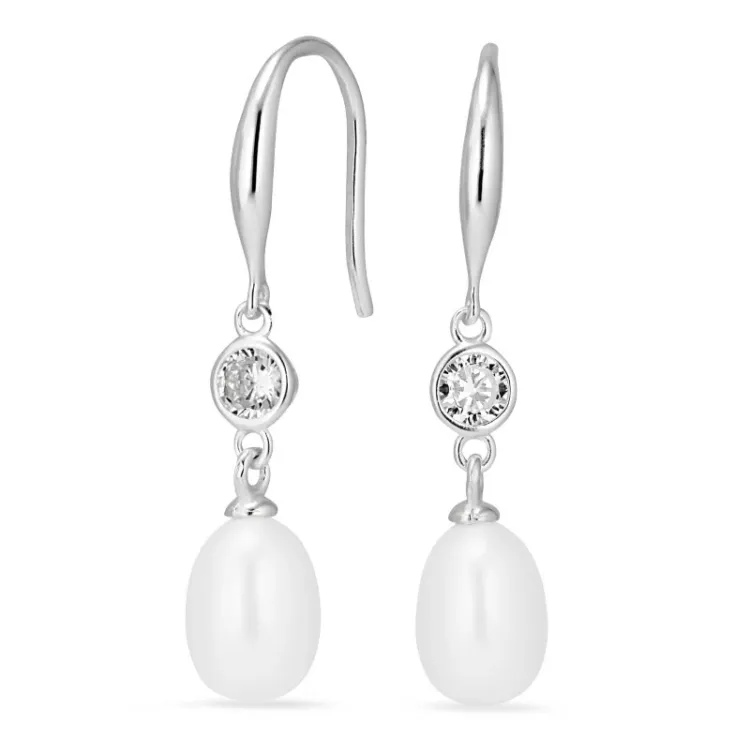 7,5-8 mm parel oorbellen in zilver