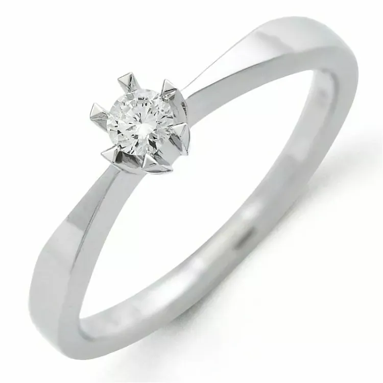 0,10 ct diamant solitaire ring in 14 karaat witgoud 0,11 ct