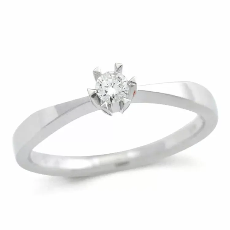 testsieraad diamant ring in 14 karaat witgoud 0,11 ct