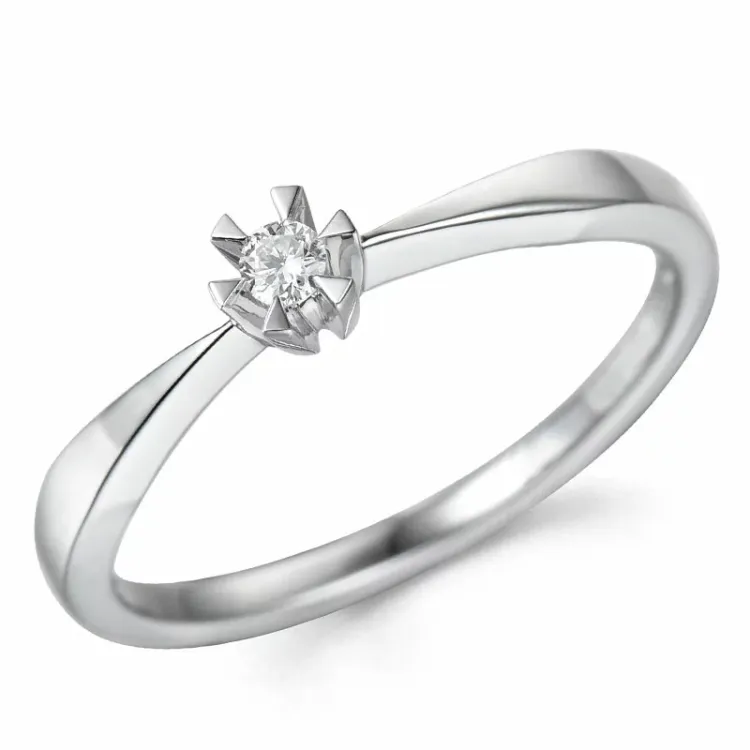 0,05 ct solitaire ring in 14 karaat witgoud 0,05 ct